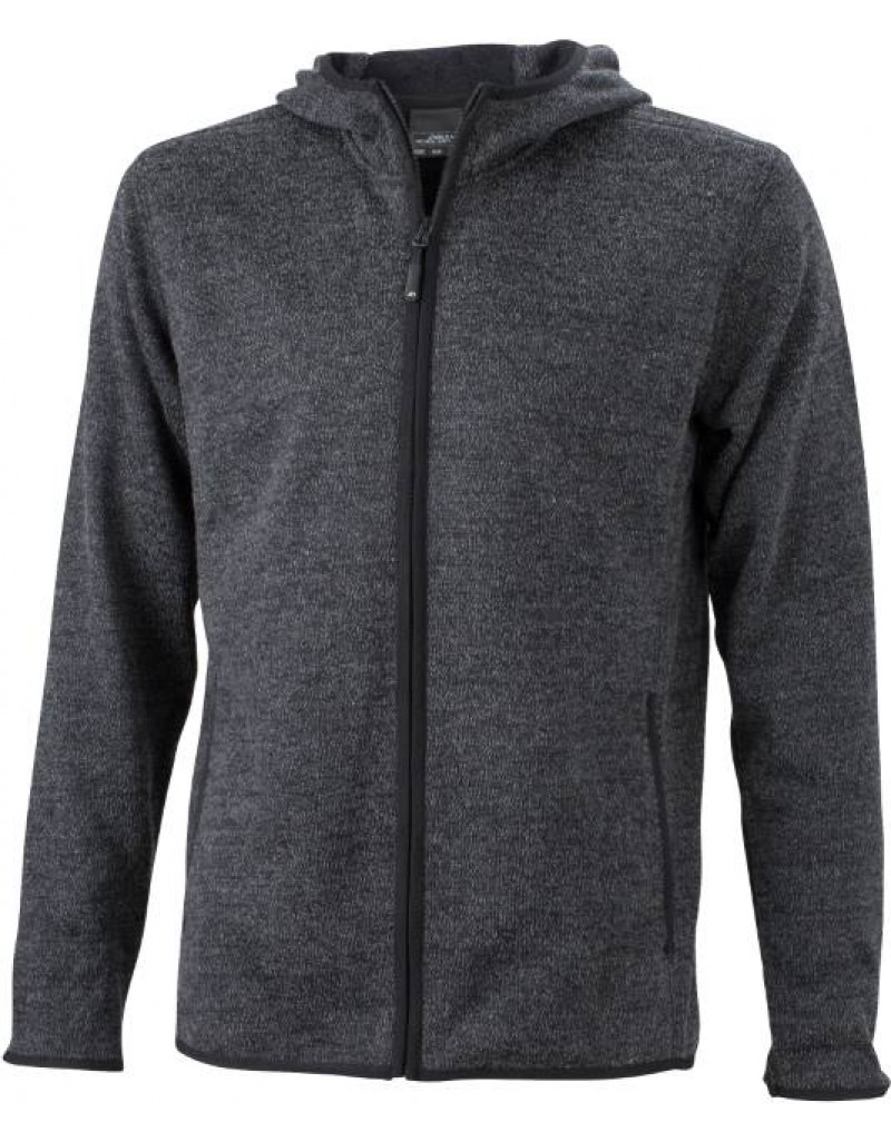 Jachetă tricotată din fleece cu glugă pentru bărbați